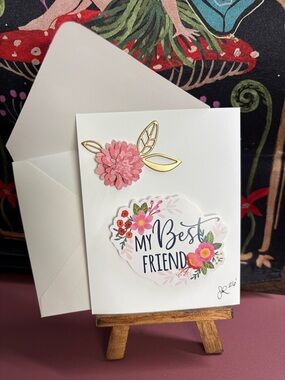 My Best Friend Floral Mother’s Day Post Card - Pink & Gold